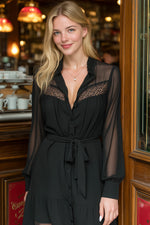 Black Long Sleeve Mini Dress