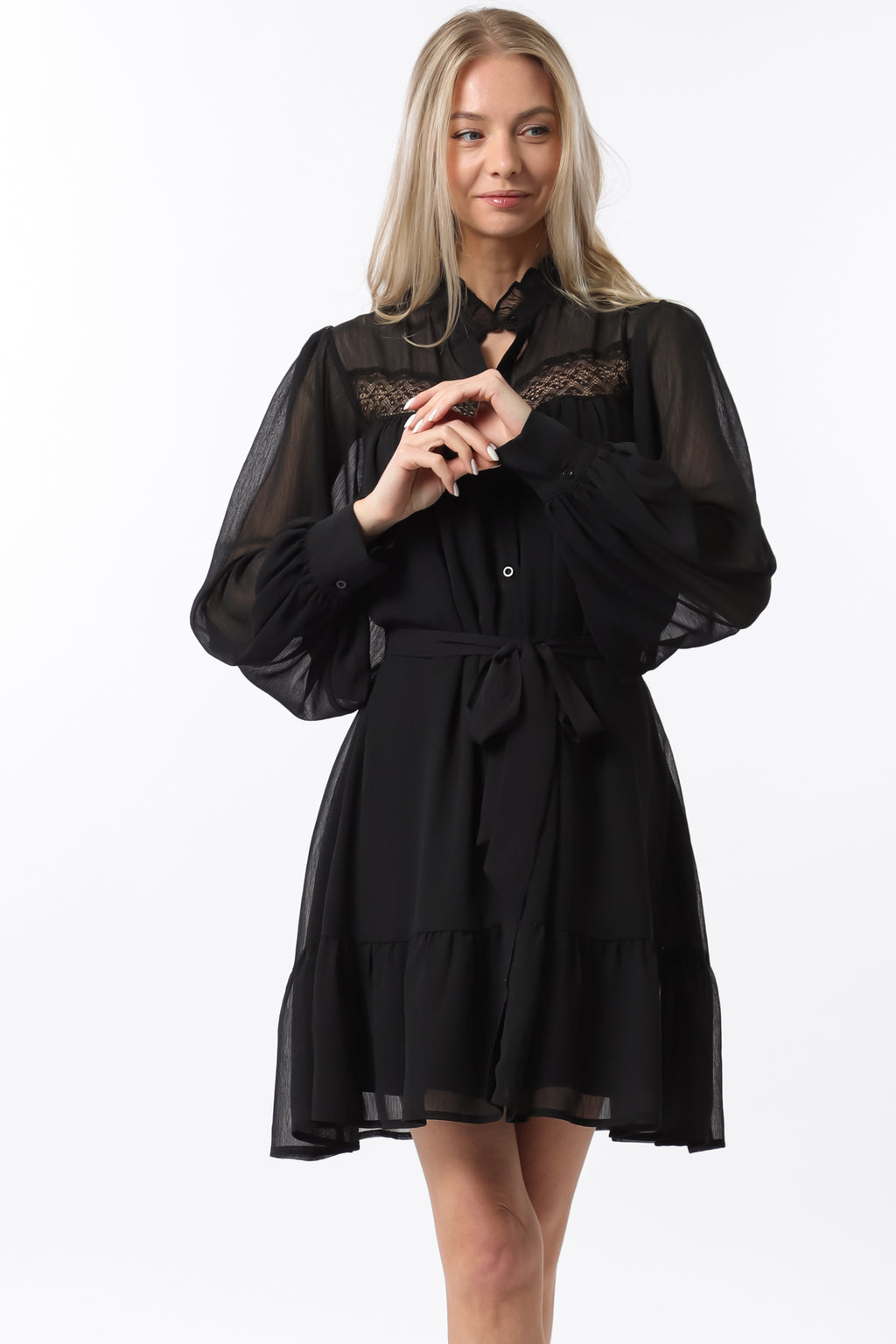 Black Long Sleeve Mini Dress