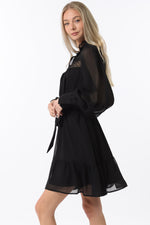 Black Long Sleeve Mini Dress