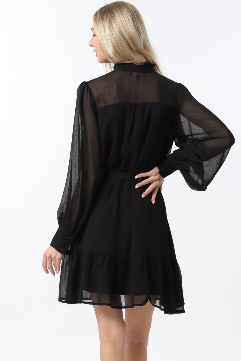 Black Long Sleeve Mini Dress