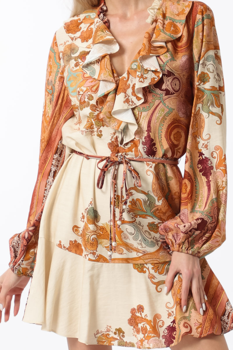 Long Sleeve Ruffle Mini Dress