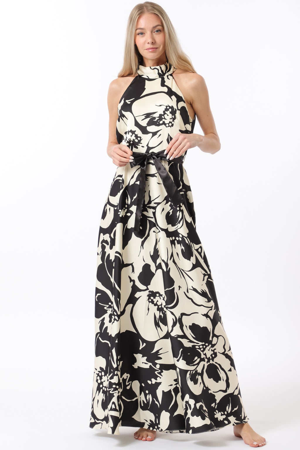 Black Mock Neck Maxi Dress