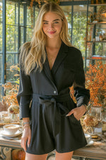 Long Sleeve Belted Romper