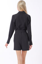 Long Sleeve Belted Romper
