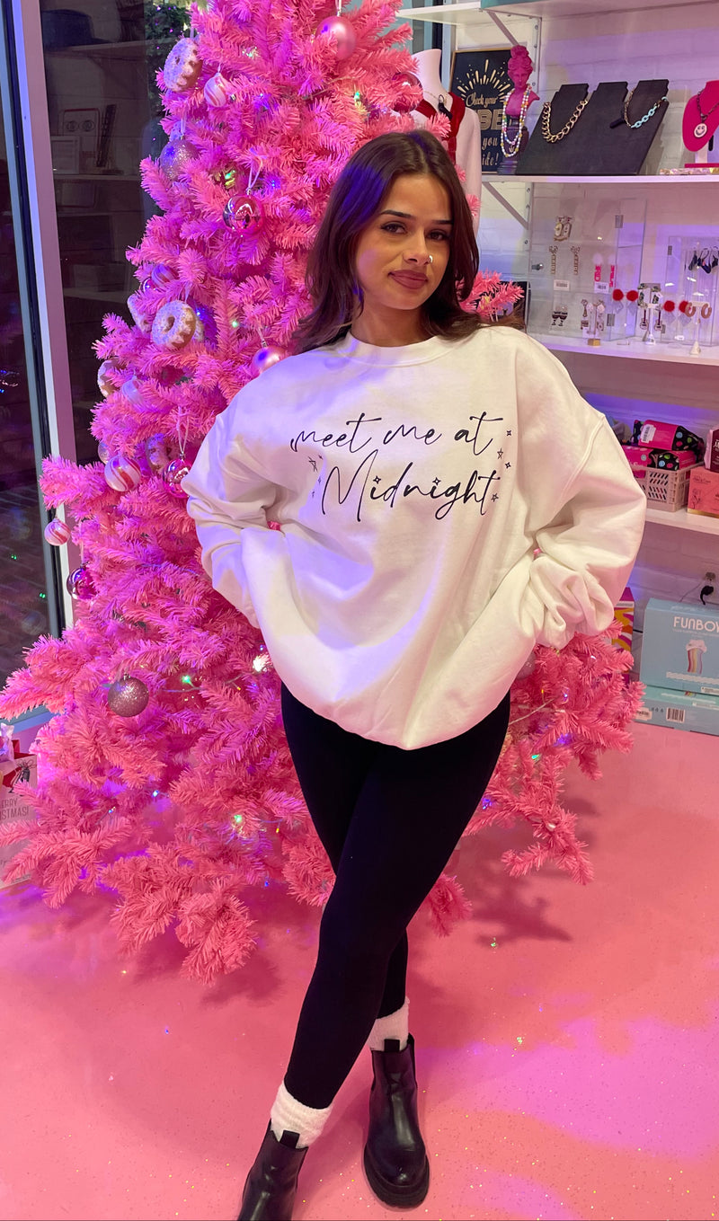 Meet Me at Midnight White Sweatshirt