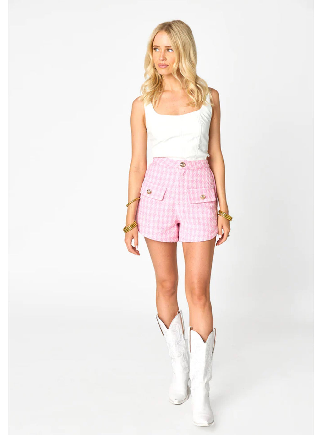 Mae Pink Tweed Shorts