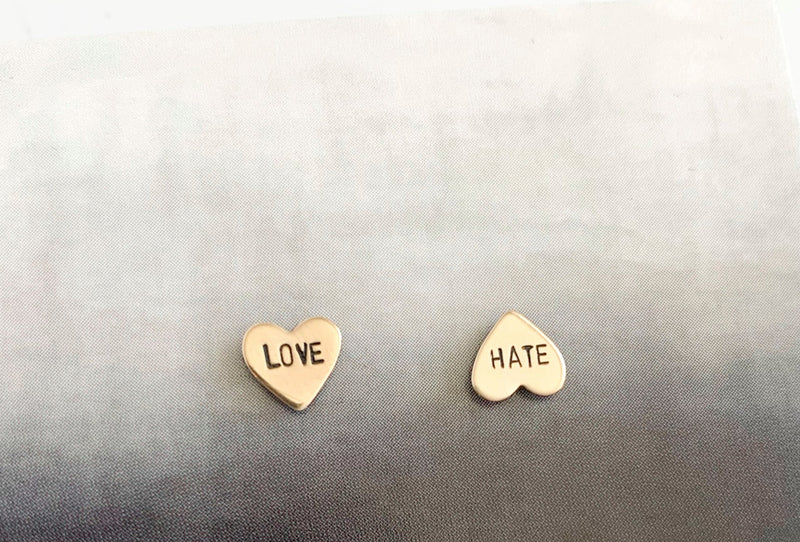 Love Hate Heart Earrings