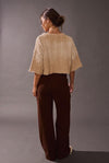 Taupe Cable Knit Crop Sweater