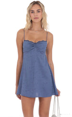 Jacquard Floral Navy Shortie Dress