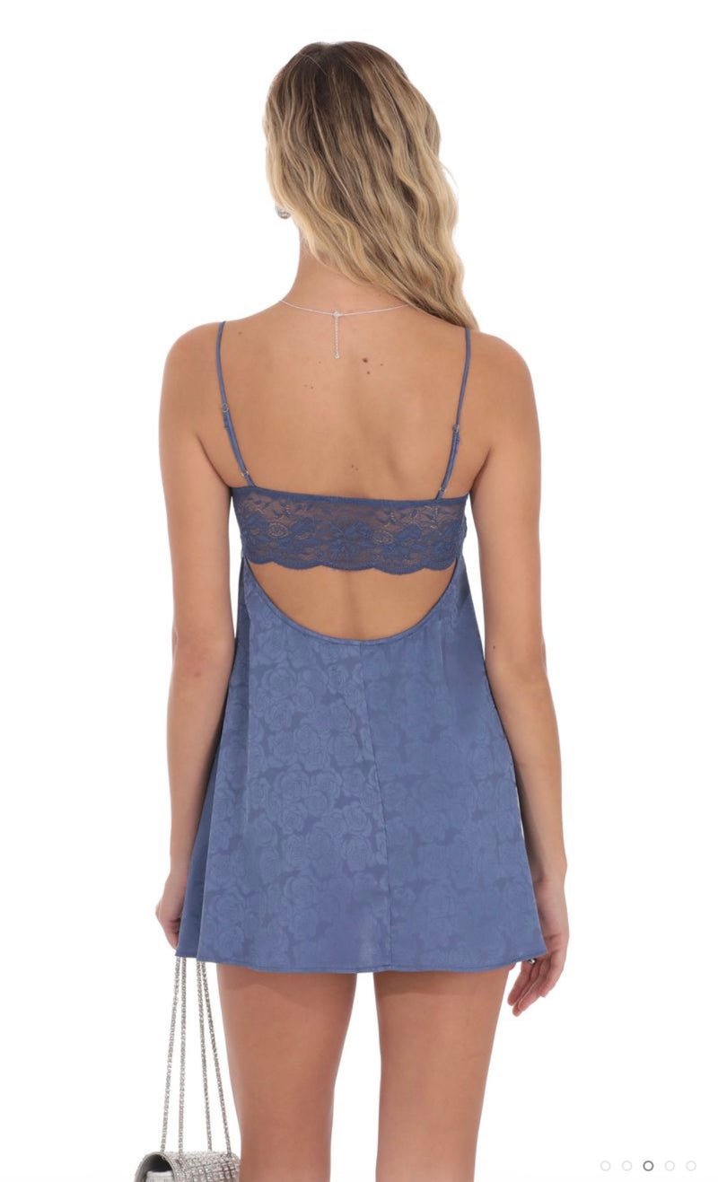Jacquard Floral Navy Shortie Dress