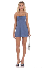 Jacquard Floral Navy Shortie Dress