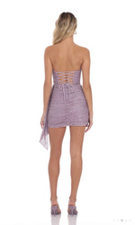 Lilac Strapless Sequin Dress w/Tassel