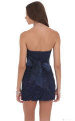 Strapless Bow Back Navy Mini Dress