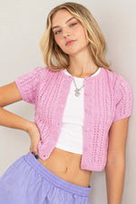 Cable Knit Short Sleeve Cardigan