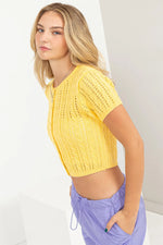 Cable Knit Short Sleeve Cardigan