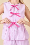 Pink Sleeveless Bow Top