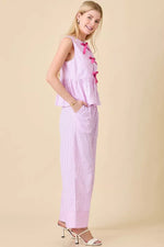 Pink Stripe Wide Leg Pants