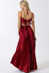 Burgundy Pleated Maxi Dress