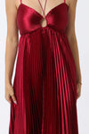 Burgundy Pleated Maxi Dress