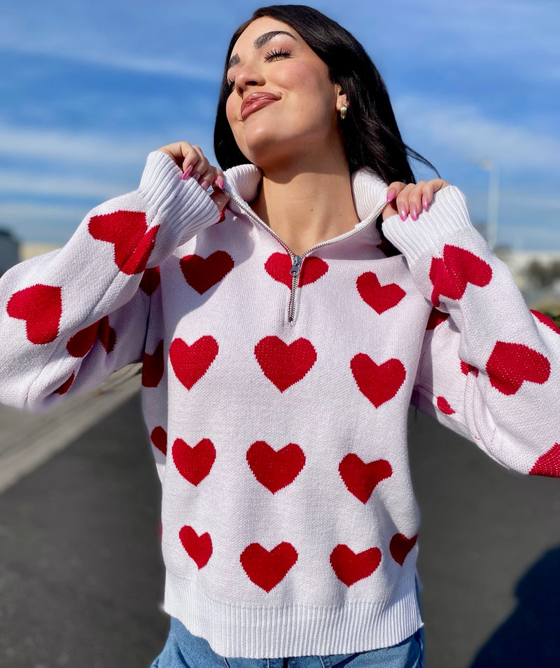 Heart Zip Up Sweater