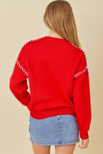 Red and White Coquette Bow Sweater