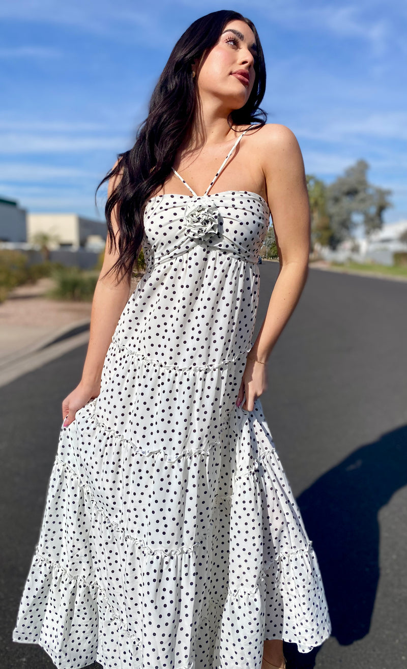 Polka Dot Maxi Halter Dress