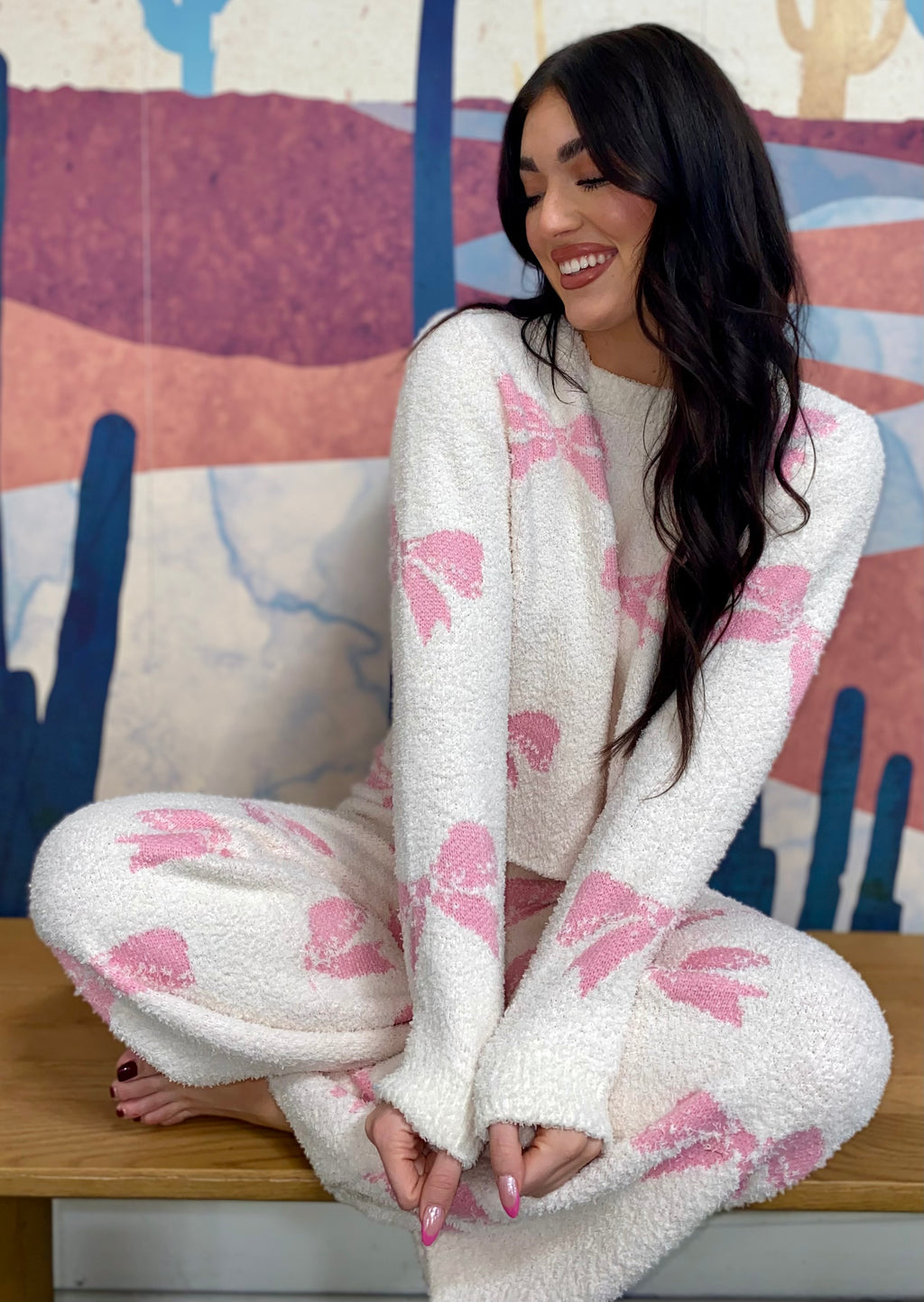 Cozy Bow Print Set-SET SIZES MUST MATCH