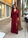 Burgundy Kimono Sleeve Maxi Dress