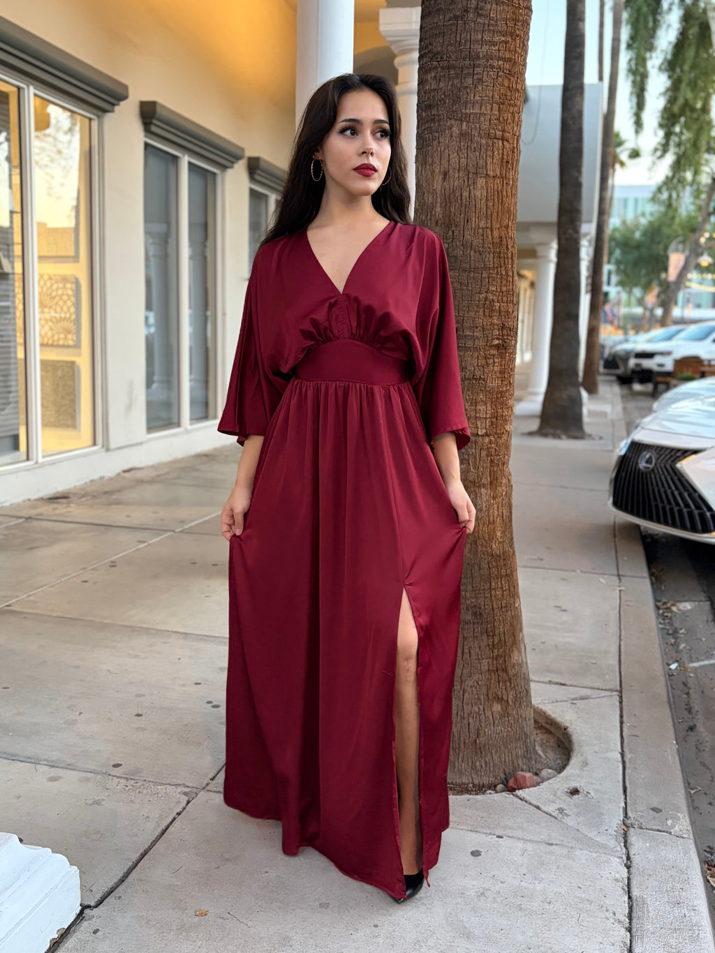 burgundy kimono dress GIGI DRESS + KIMONO BOW