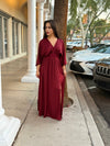 Burgundy Kimono Sleeve Maxi Dress
