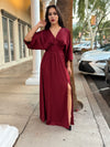 Burgundy Kimono Sleeve Maxi Dress