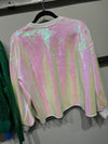 White Sequin Snowman Face Sweatshirt