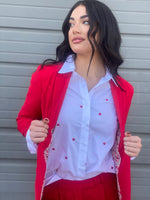 Cherry Red Flap Pocket Blazer