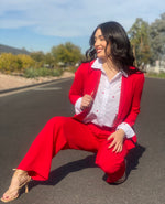 White and Red Heart Blouse