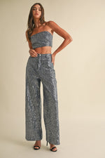 Embellished Sparkle Denim Pants