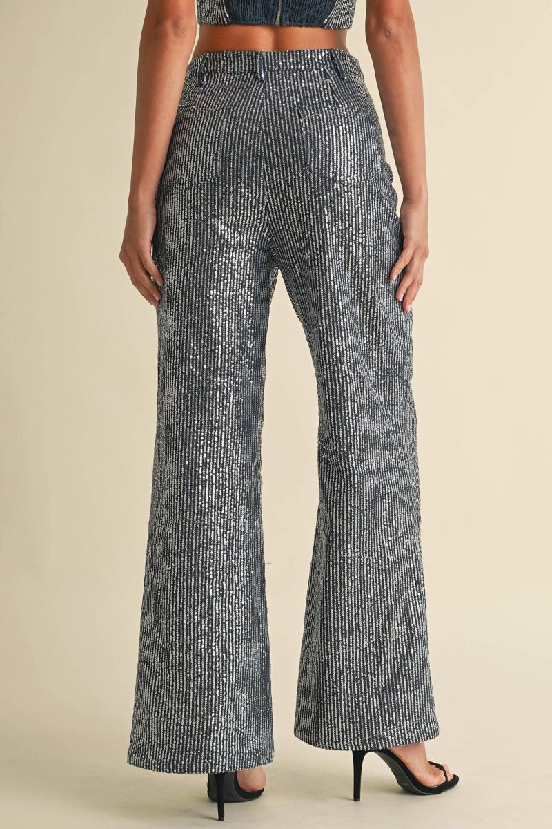 Embellished Sparkle Denim Pants