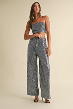 Embellished Sparkle Denim Pants