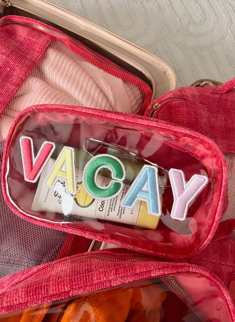 Vacay-Large Coral Pouch