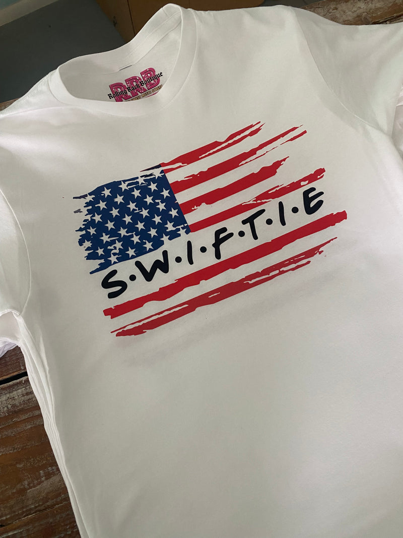 Swiftie Friends American Flag Crop Tee