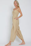 Tube Tie Front Khaki Jumpsuit