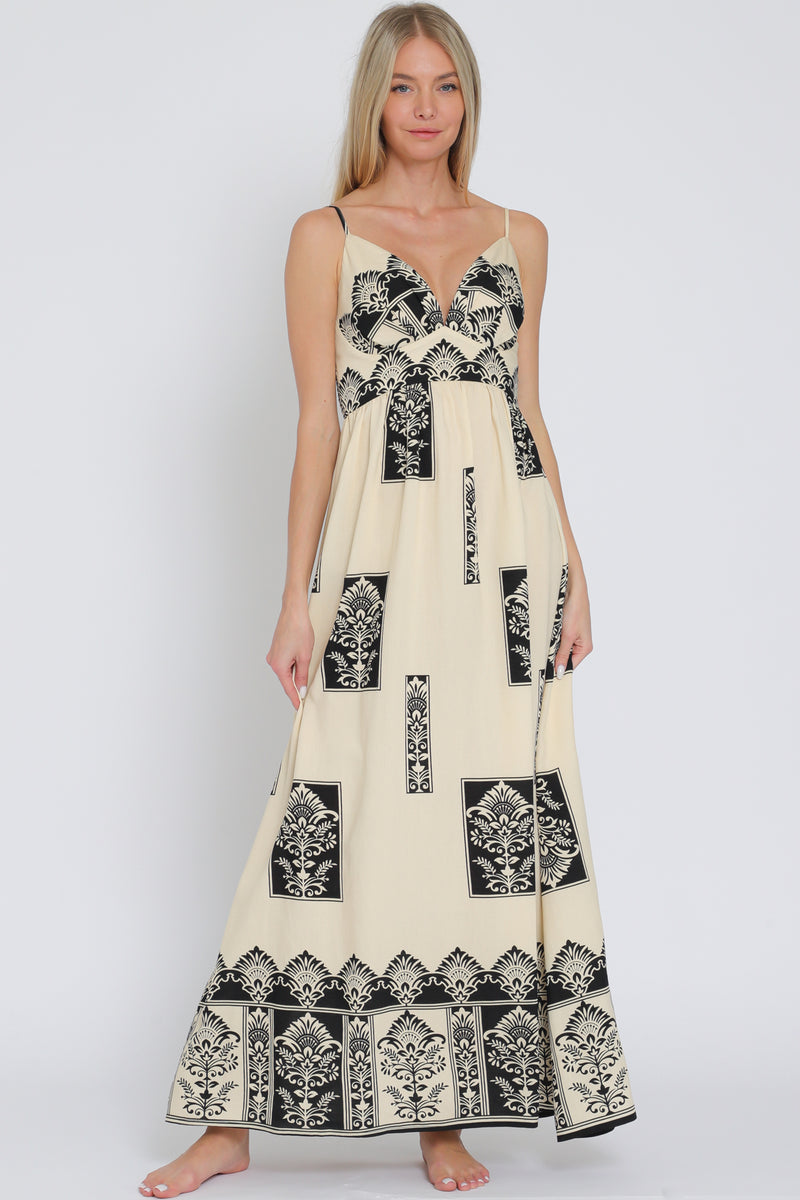 Ivory w/ Black Maxi Dress