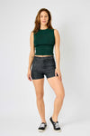 High Waist Black Denim Shorts