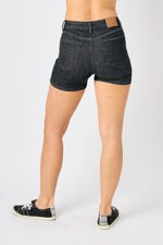 High Waist Black Denim Shorts