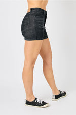 High Waist Black Denim Shorts