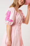 Poplin Square Neck Light Pink Dress