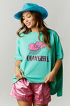 Cowgirl Sequins Mint Tee