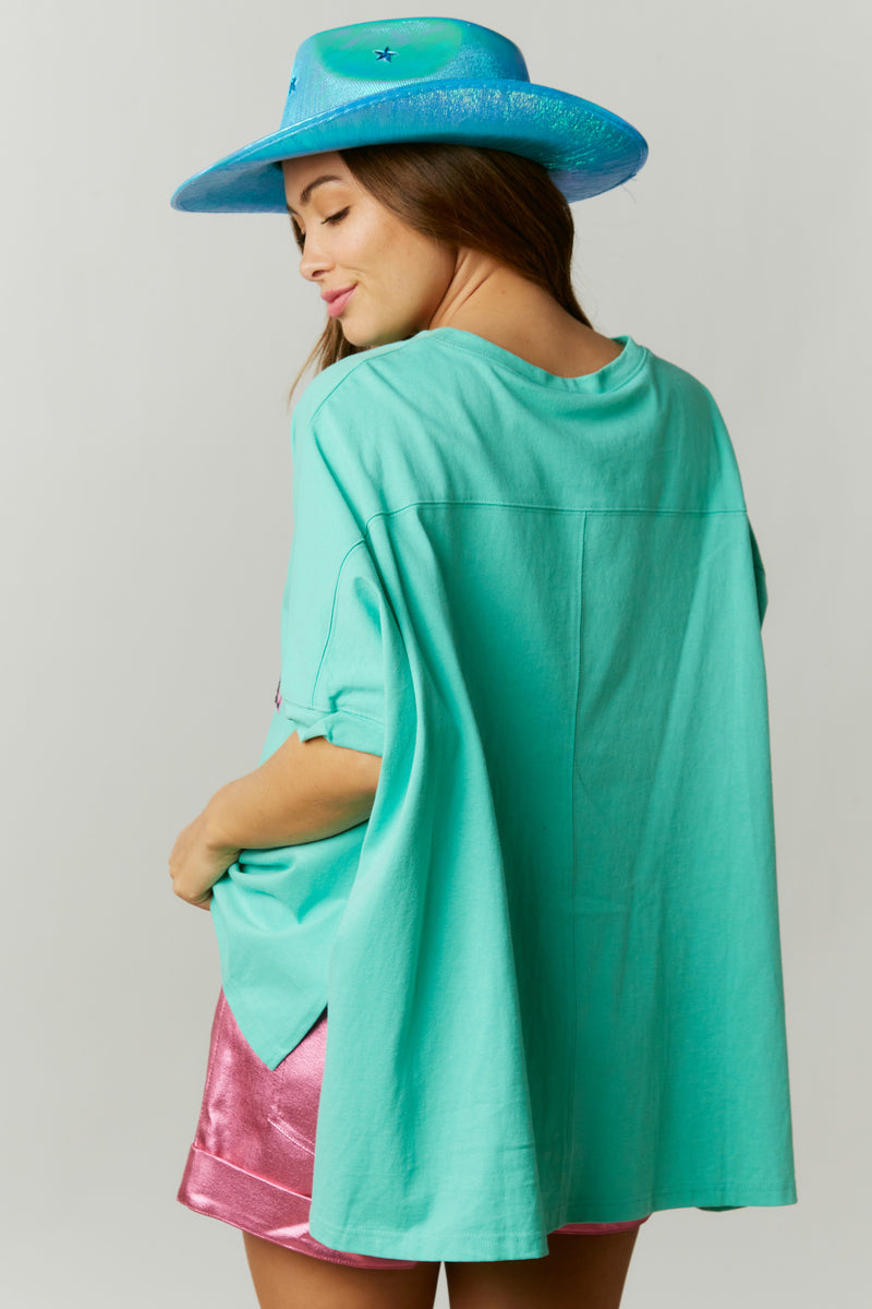 Cowgirl Sequins Mint Tee