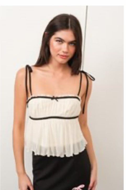 Ivory Contrast Frill Cami