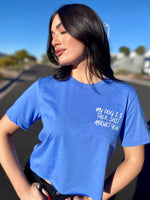 My Dog and I Talk Shit Blue Crop Tee