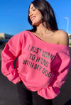 Hang w/ Dog Off Shoulder Sweatshirt